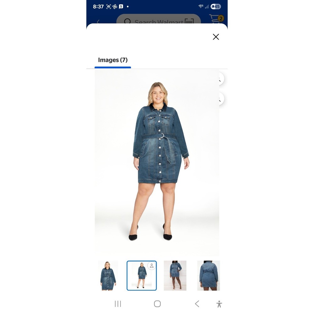 Eloquii Denim Jacket Dress Women's 16  Blue Stretch Button Up